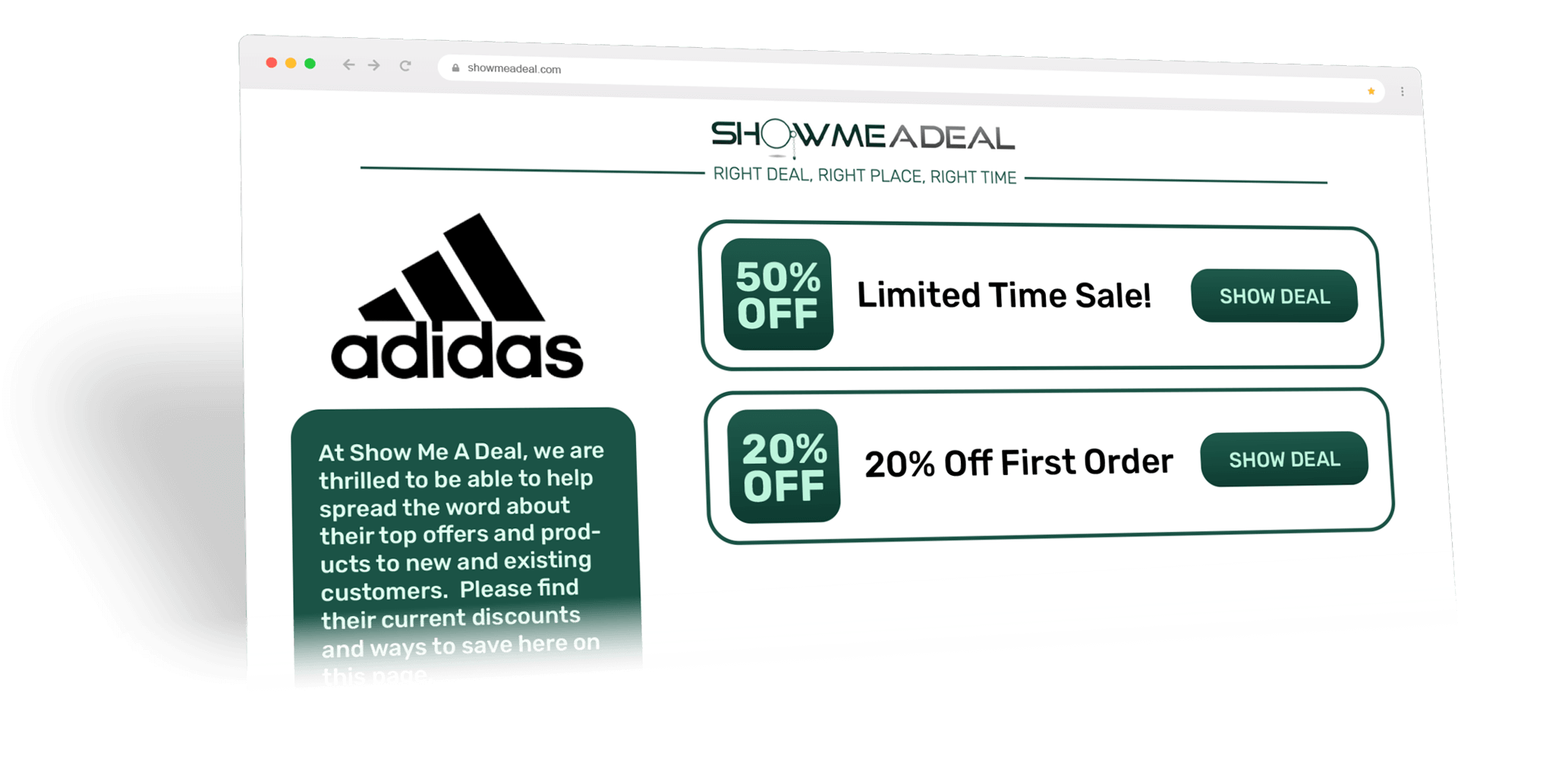 3d view of show me a deal website